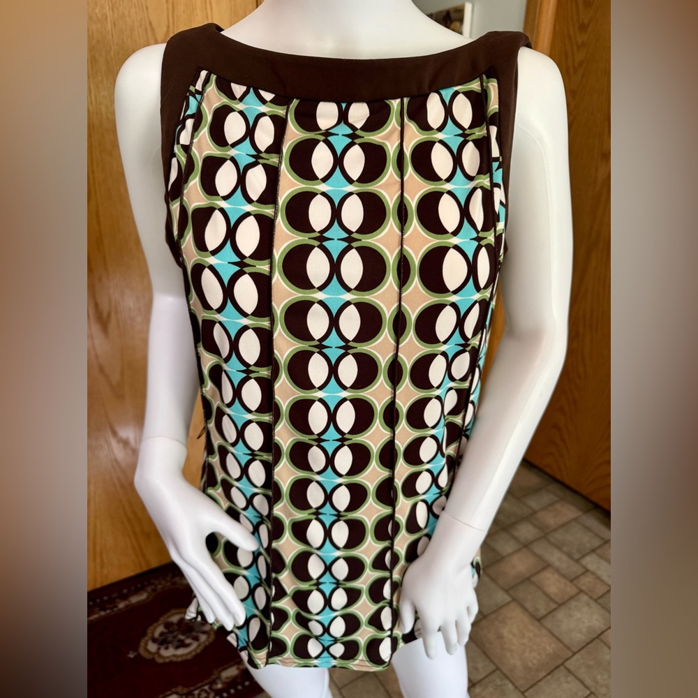 Studio Geometric Blouse - Brown, Green, Cream, Blue